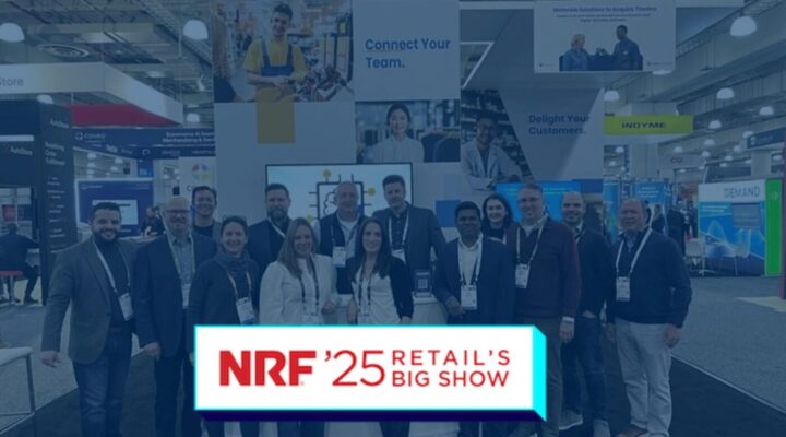 Photo of Theatro Sales and Executive teams at Theatro's NRF2025 booth